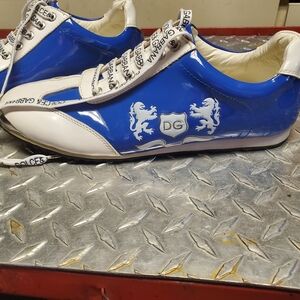Dolce & Gabbana Royal Blue and White Crest Sneakers Size 43